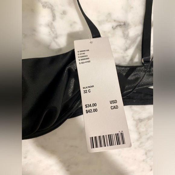 🖤NWT!!🖤 Satin Urban Outfitters Silk Ruched Black Underwire Bralette - Picture 6 of 7